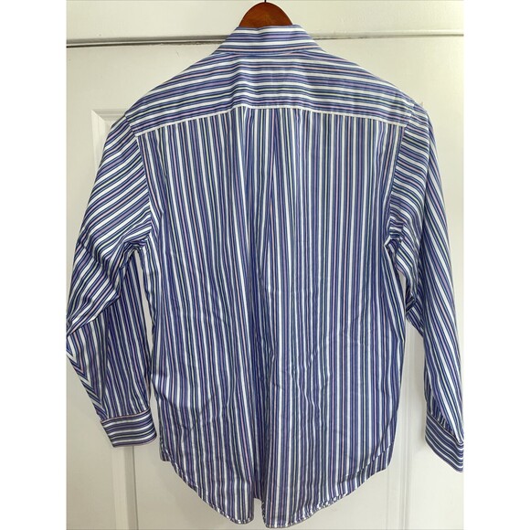 VTG Brooks Brothers Shirt Mens Large L Blue Stripes Country Club Made in USA - Picture 5 of 13